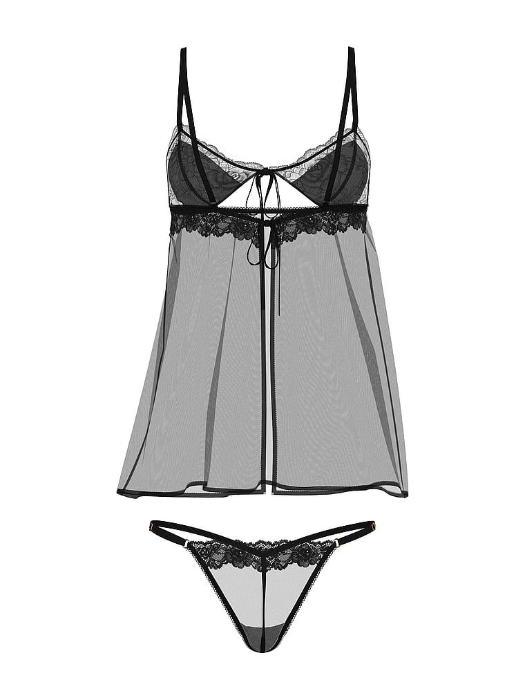 Very Sexy Halka i stringi Sheer Rose Babydoll