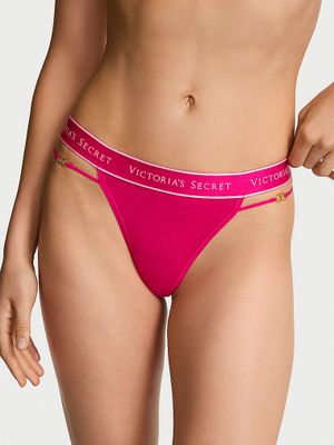 Cotton Stringi bawełniane z logo i paseczkami Strappy