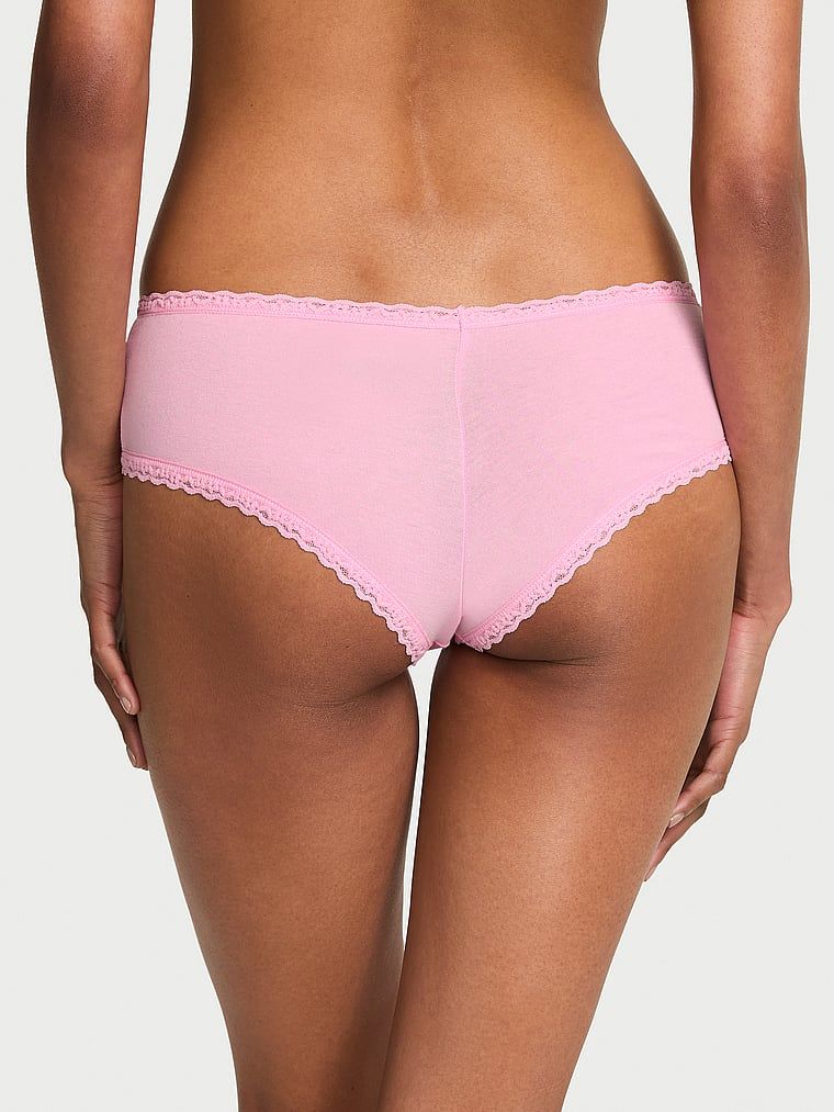 Majtki bawełniane z koronką na krawędziach Lace-Waist Cheeky. Produkt ma kolor różowy i pochodzi z kolekcji Lace Trim. 