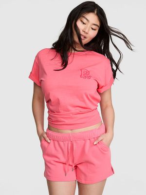 PINK Szorty Campus Fleece z zawijanym pasem