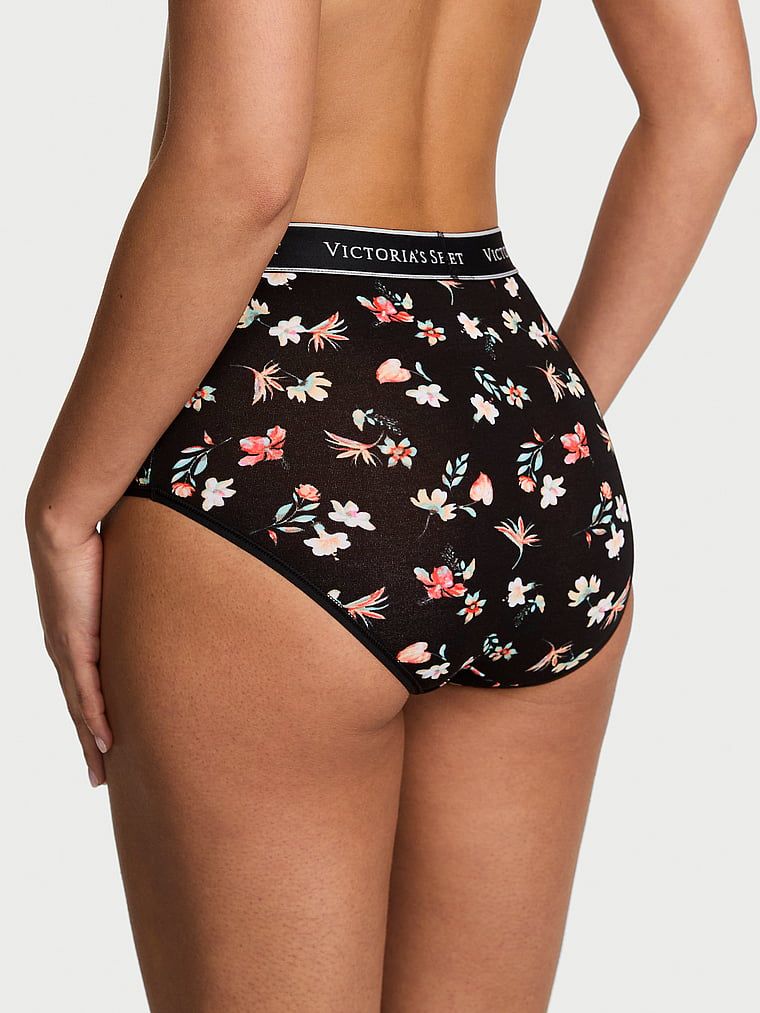 Majtki bawełniane figi z logo marki z wysokim stanem. Produkt ma wzór kwiatowy i pochodzi z kolekcji Cotton. 