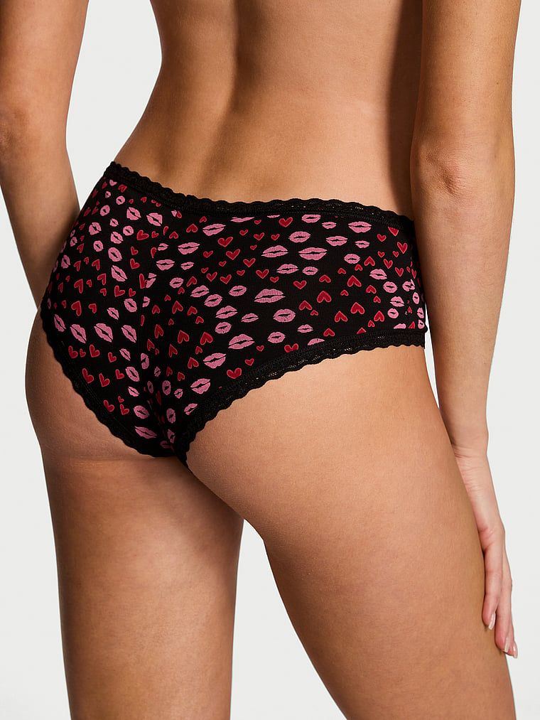 Majtki bawełniane z koronką na krawędziach Lace-Waist Cheeky. Produkt jest wzorzysty i pochodzi z kolekcji Lace Trim. 