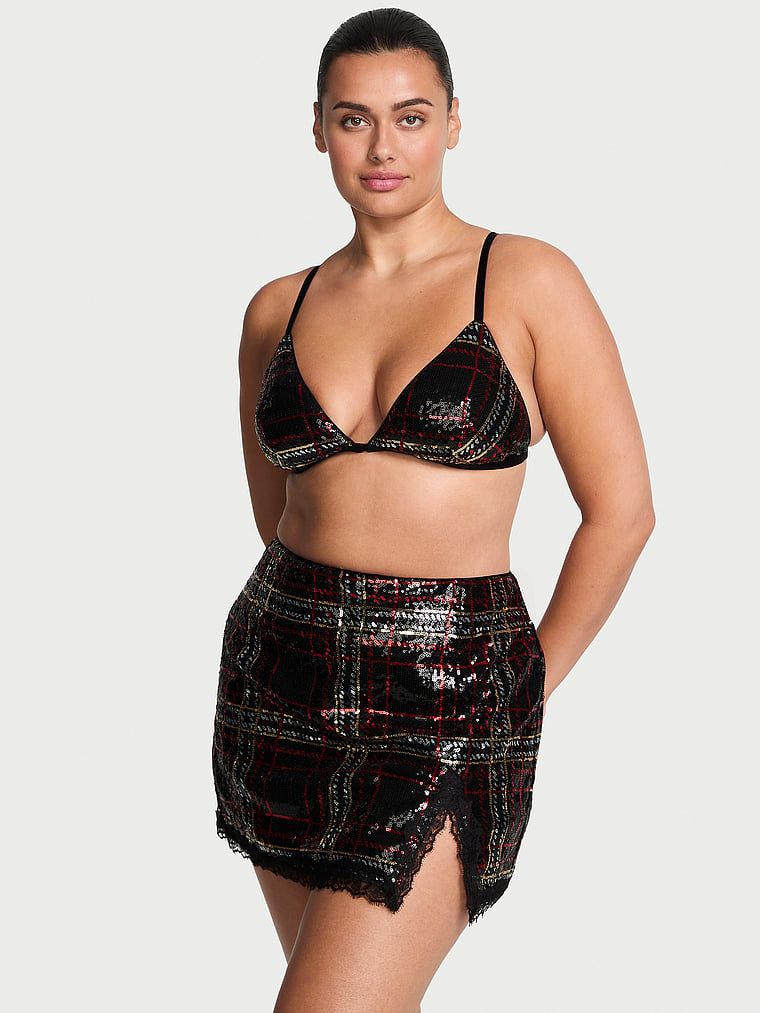 Very Sexy Zestaw z cekinami - braletka i spódniczka Sequin Tartan
