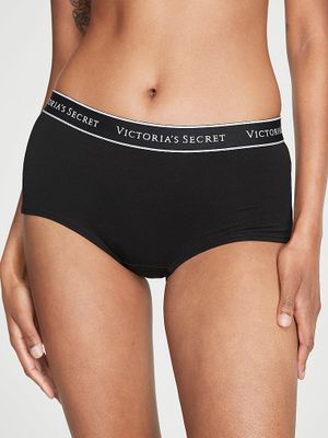 Cotton Majtki szorty bawełniane z logo w talii Boyshort