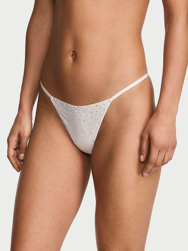 Stringi satynowe z kryształkami Pearl. Produkt ma kolor biały i pochodzi z kolekcji Dream Angels. 