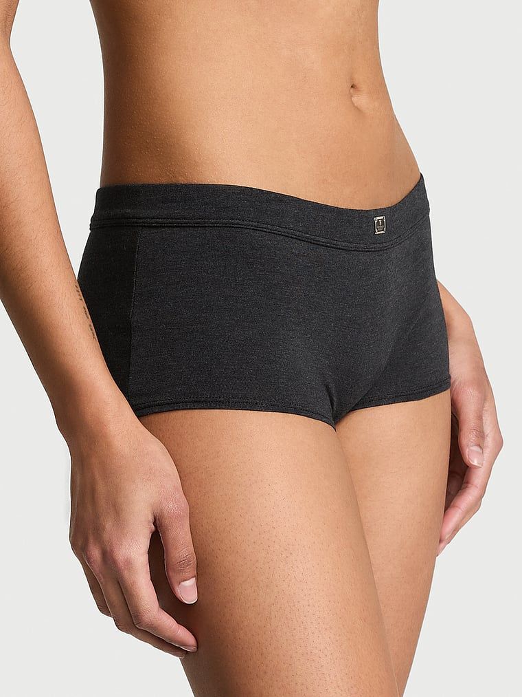 Majtki szorty bawełniane z logo w talii Boyshort Hardware. Produkt ma kolor czarny i pochodzi z kolekcji Cotton. 