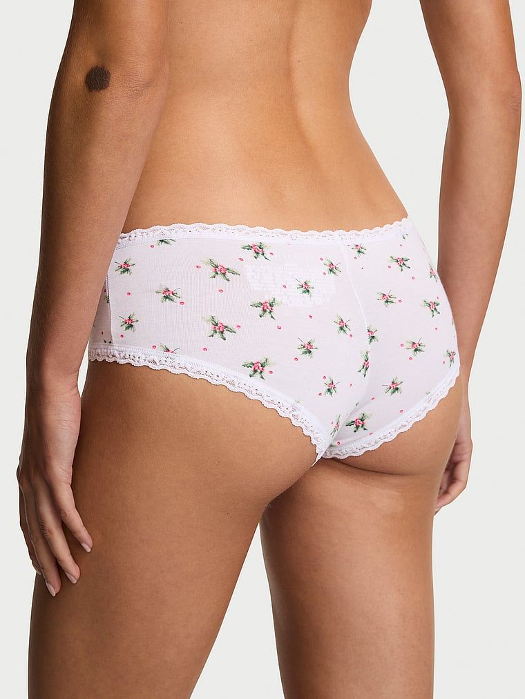 Majtki bawełniane z koronką na krawędziach Lace-Waist Cheeky. Produkt jest wzorzysty i pochodzi z kolekcji Lace Trim. 