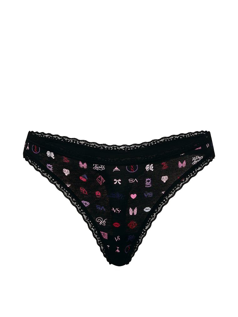 Stringi bawełniane z koronką na krawędziach Lace-Waist. Produkt ma kolor wzorzysty i pochodzi z kolekcji Lace Trim. 