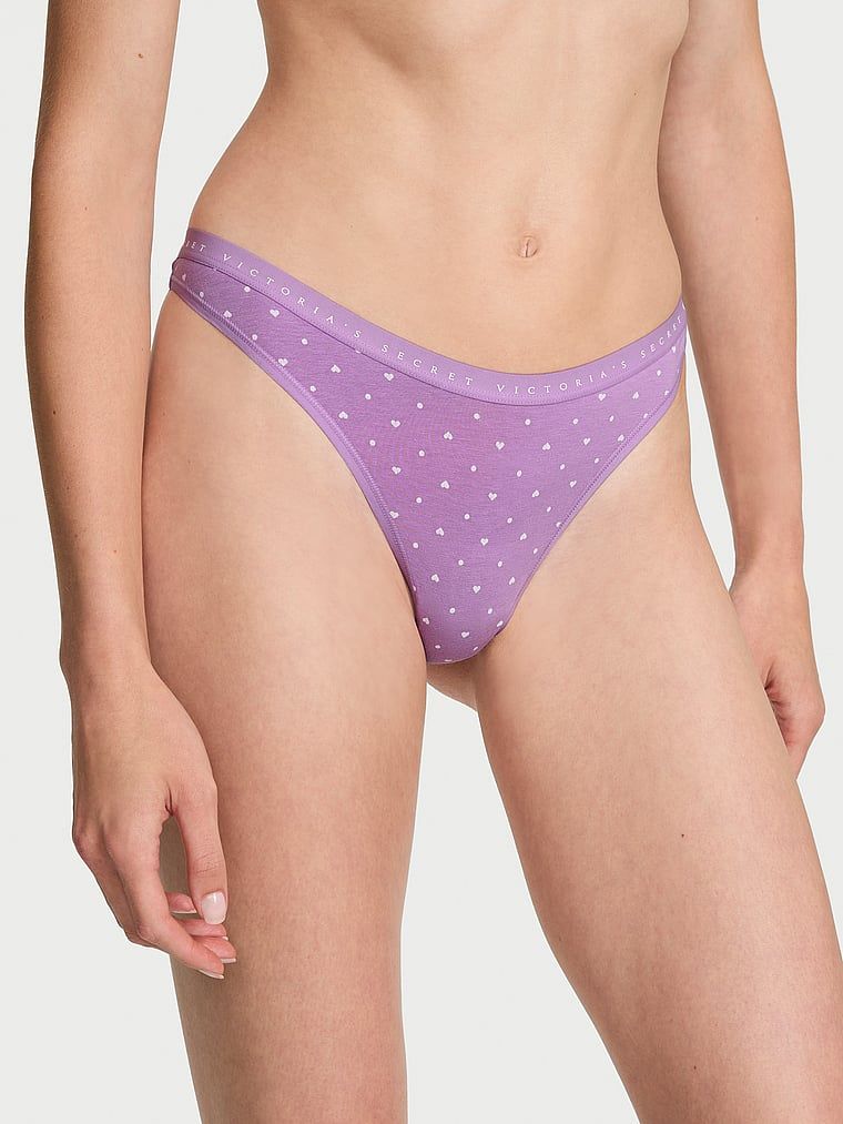 Stringi bawełniane High-Leg Scoop. Produkt ma kolor wzorzysty i pochodzi z kolekcji Victoria's Secret. 