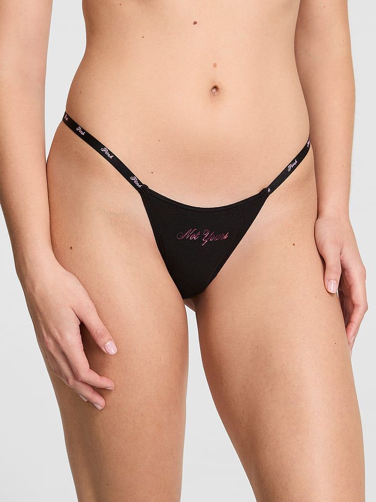Majtki typu micro string ze sznurkiem Logo Cotton