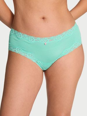Lace Trim Majtki bawełniane w paseczki z koronką na krawędziach Cheeky