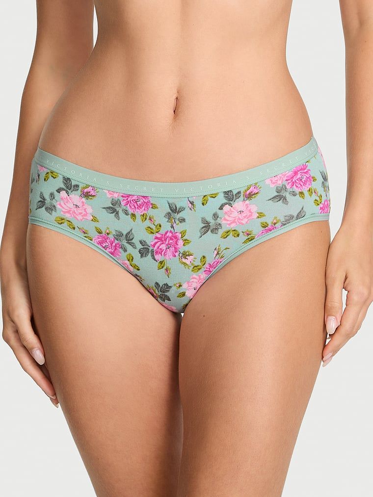 Majtki bawełniane Hiphugger. Produkt ma wzór kwiatowy i pochodzi z kolekcji Victoria's Secret. 