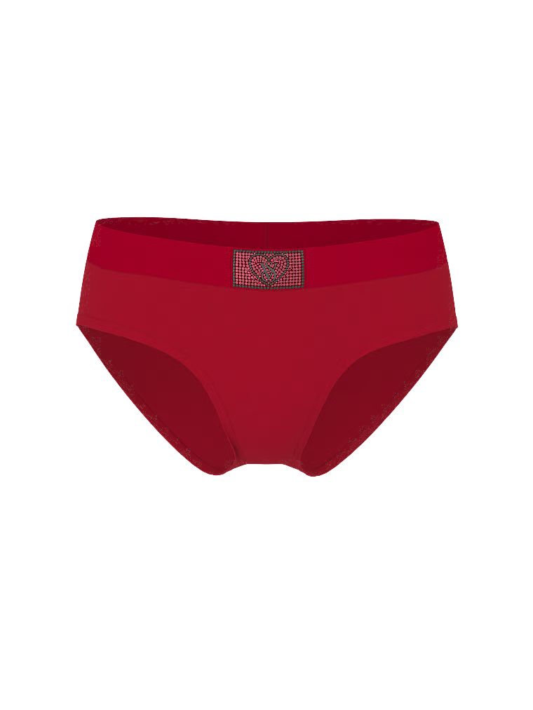 Majtki bawełniane z błyszczącym logo Heart Shine Patch Hiphugger. Produkt ma kolor czerwony i pochodzi z kolekcji Cotton. 