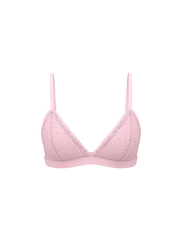 Biustonosz nieusztywniany braletka koronkowy. Produkt ma kolor różowy i pochodzi z kolekcji Victoria's Secret. 