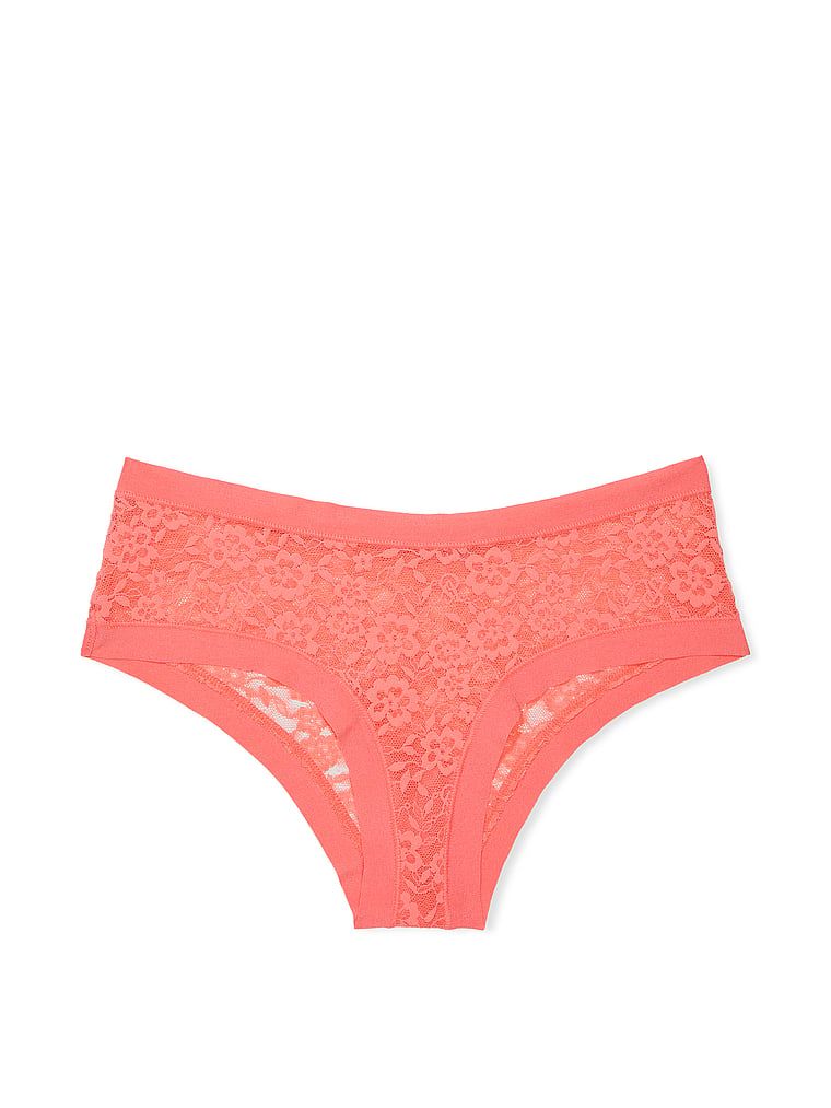 Majtki bezszwowe z koronką No-Show Lace Cheeky. Produkt ma kolor pomarańczowy i pochodzi z kolekcji No-Show. 