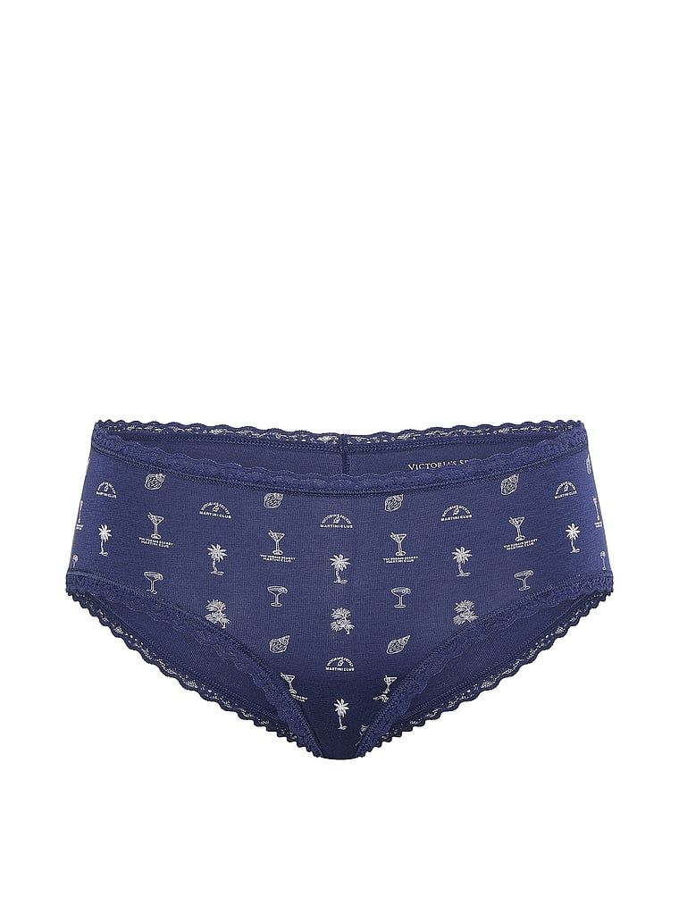 Majtki bawełniane z koronką na krawędziach Lace-Waist Cheeky. Produkt jest wzorzysty i pochodzi z kolekcji Lace Trim. 