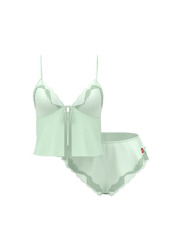 Victoria's Secret Zestaw satynowy do spania - top i szorty Tease