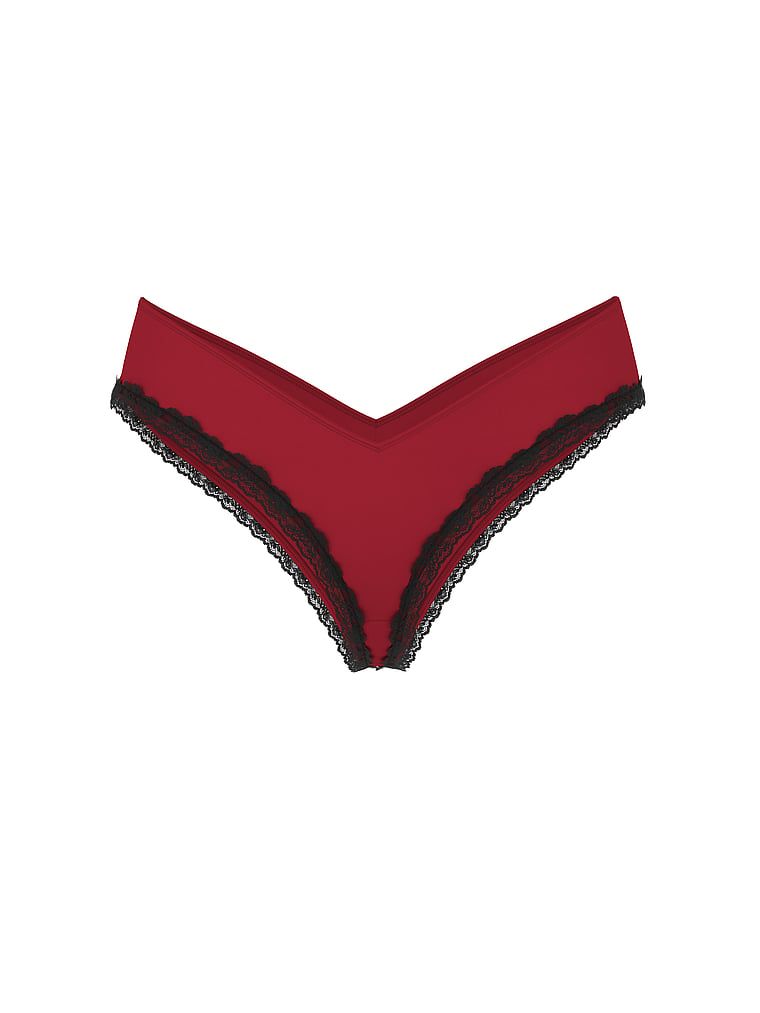 Majtki z koronką na krawędziach i wysoko wyciętymi nogawkami Lace-Trim Cheeky. Produkt ma kolor czerwony i pochodzi z kolekcji Very Sexy. 
