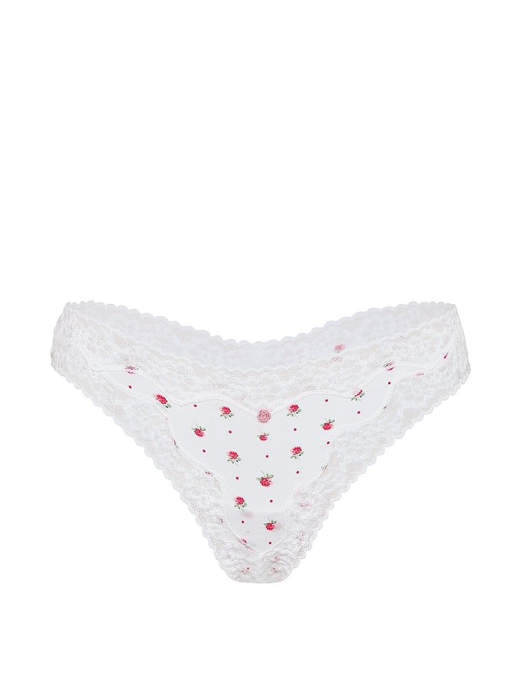 Stringi bawełniane z koronką Lace-Trim. Produkt ma kolor kwiatowe i pochodzi z kolekcji Lace Trim. 