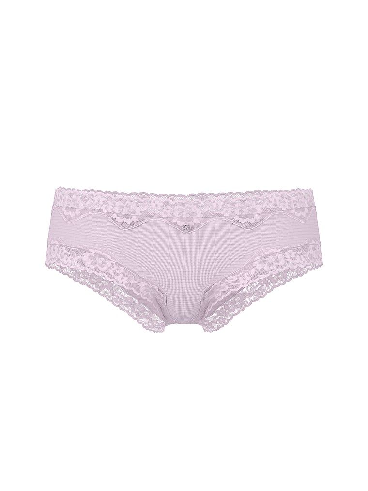 Majtki bawełniane w paseczki z koronką na krawędziach Cheeky. Produkt ma kolor purpurowy i pochodzi z kolekcji Lace Trim. 