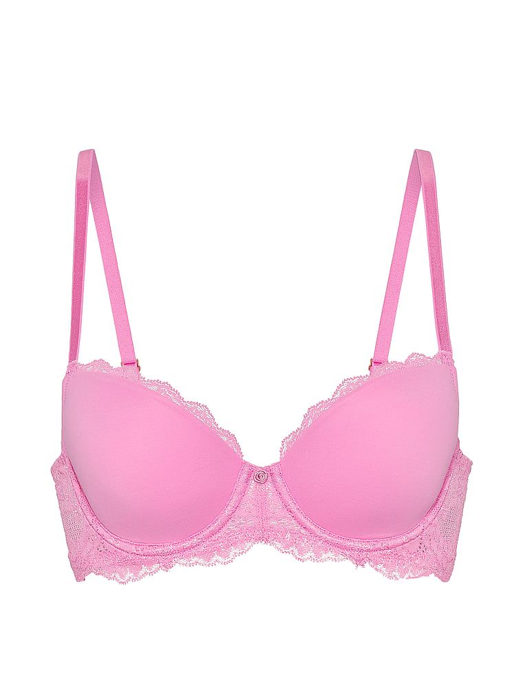 Biustonosz lekko usztywniany z koronką Lace Demi. Produkt ma kolor różowy i pochodzi z kolekcji Dream Angels. 