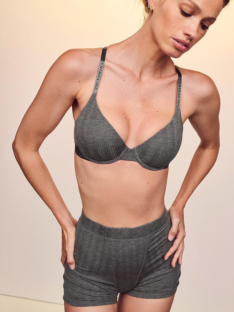 Biustonosz lekko usztywniany z modalu Ultra-Fine Demi. Produkt ma kolor szary i pochodzi z kolekcji Body by Victoria. 