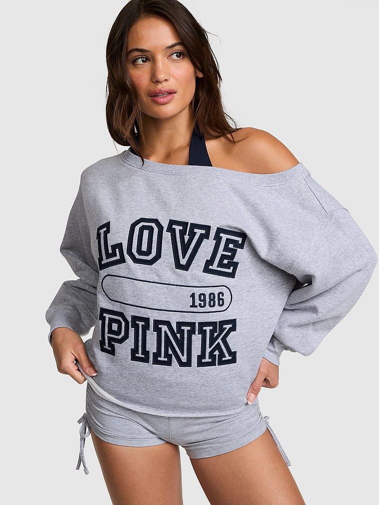 Bluza Campus Fleece™ z odkrytymi ramionami i prążkowanym wykończeniem