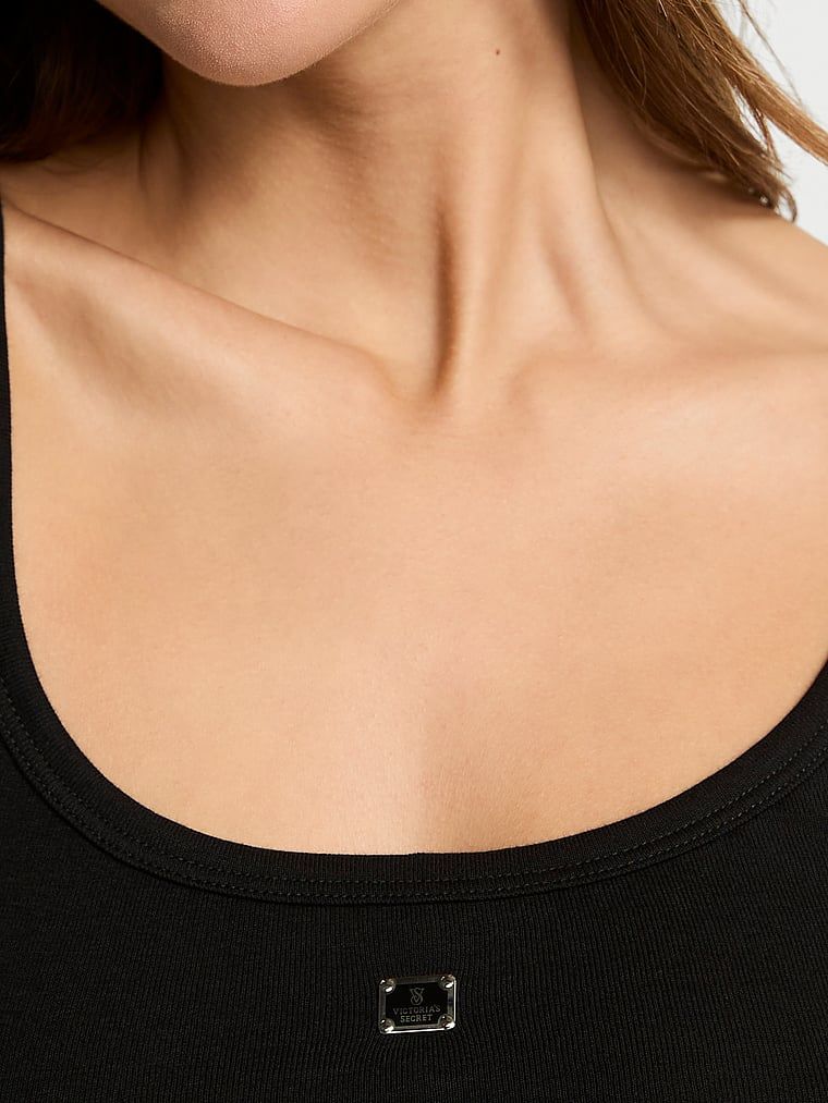 Victoria's Secret Piżama z bawełny - top na grubszych ramiączkach i długie spodnie