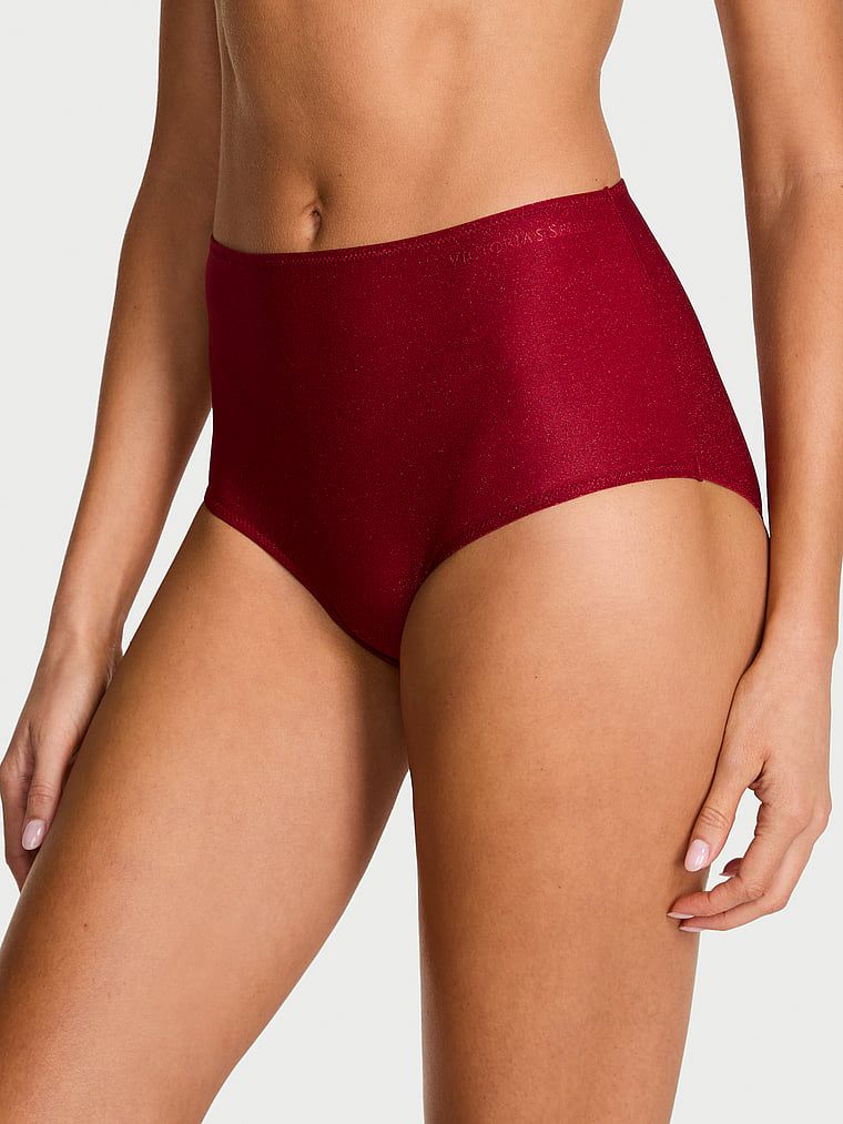 Majtki figi z mikrofibry z wysokim stanem Flex Shimmer. Produkt ma kolor czerwony i pochodzi z kolekcji Body by Victoria. 