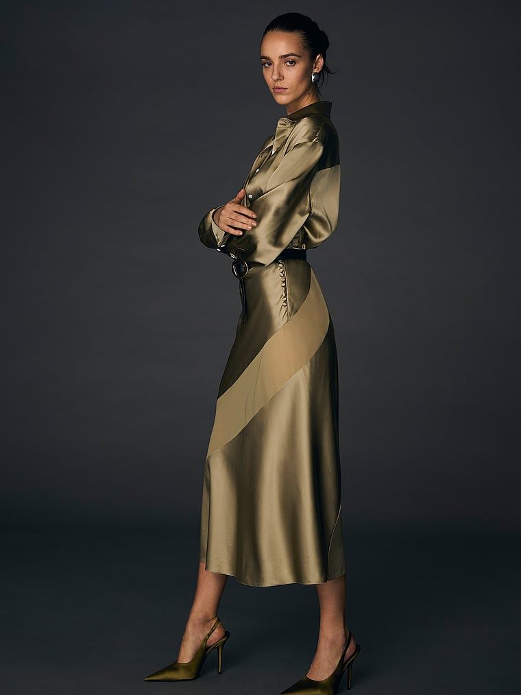 Spódnica jedwabna Atelier X Altuzarra. Produkt ma kolor zielony i pochodzi z kolekcji Atelier Victoria's Secret x Altuzarra. 
