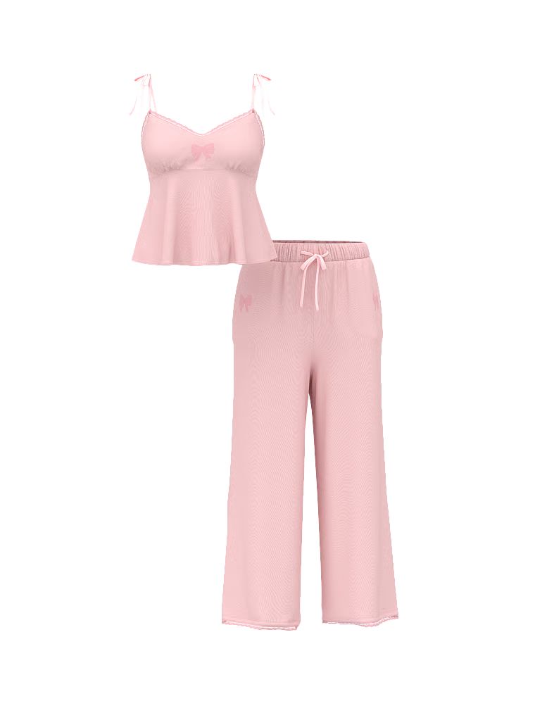 Victoria's Secret Zestaw do spania z modalu - top i szerokie spodnie Bow