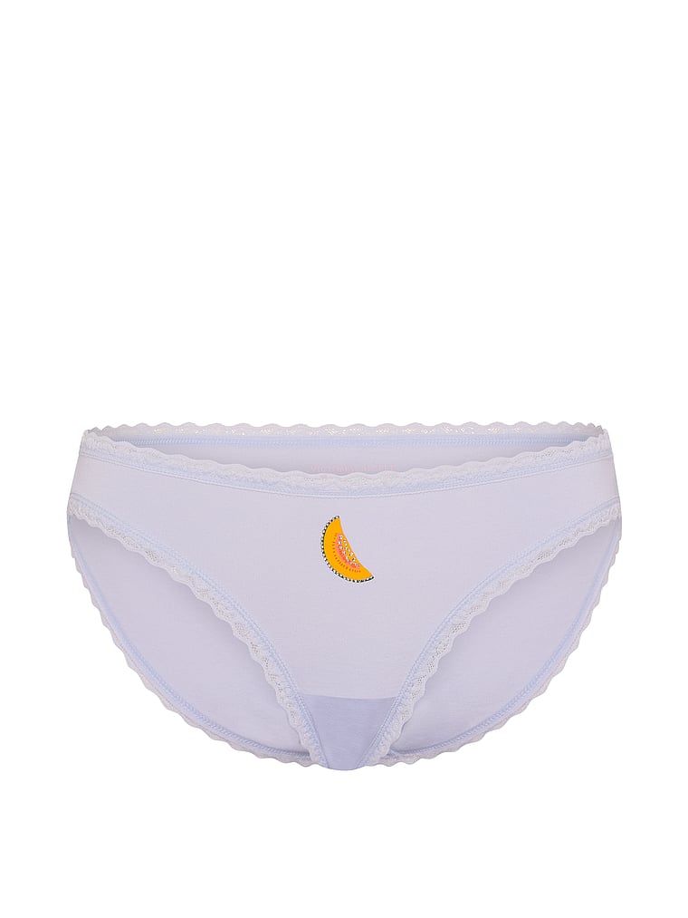 Majtki bawełniane z koronką Lace-Trim Bikini. Produkt ma kolor niebieski i pochodzi z kolekcji Lace Trim. 