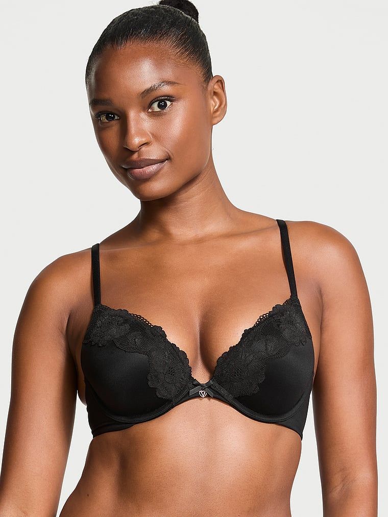 Body by Victoria Biustonosz push-up z koronką Lace-Trim