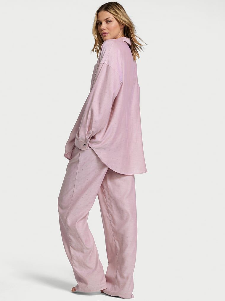 Piżama z bawełny i modalu z długim rękawem. Produkt ma kolor różowy i pochodzi z kolekcji Victoria's Secret. 