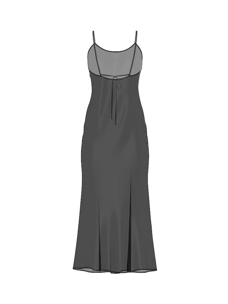 Victoria's Secret Sukienka satynowa długa prześwitująca Luxe Sheer Slip
