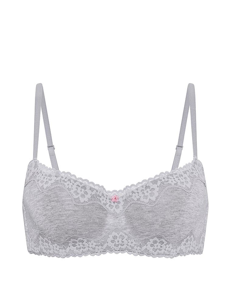 Biustonosz lekko usztywniany bawełniany Lace-Trim. Produkt ma kolor szary i pochodzi z kolekcji T-shirt. 