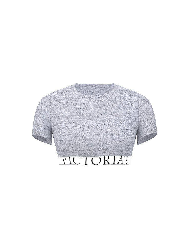 Crop top bawełniany z krótkimi rękawkami. Produkt ma kolor szary i pochodzi z kolekcji T-shirt. 