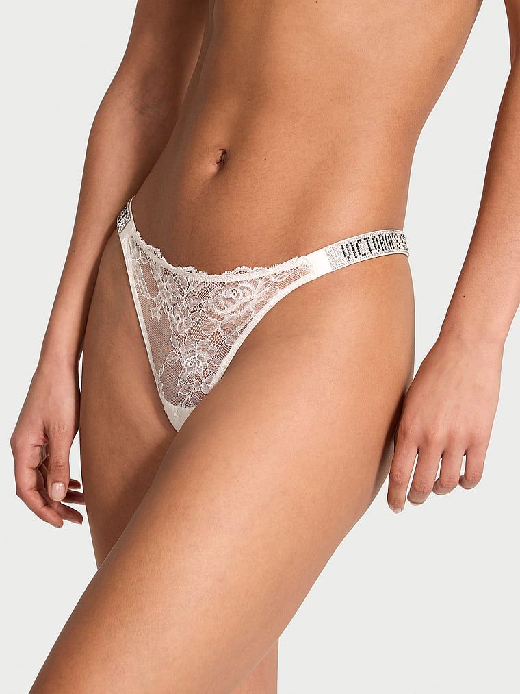 Very Sexy Stringi koronkowe z błyszczącymi paskami Shine Strap Rose Lace