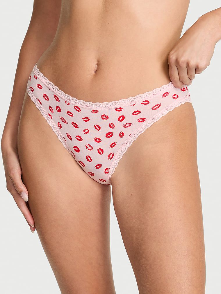 Majtki bawełniane z koronką Lace-Trim Bikini. Produkt jest wzorzysty i pochodzi z kolekcji Lacie. 