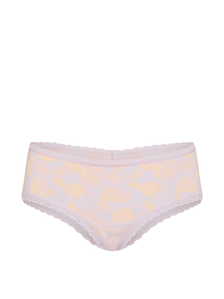 Majtki bawełniane z koronką na krawędziach Lace-Waist Cheeky. Produkt jest wzorzysty i pochodzi z kolekcji Lace Trim. 