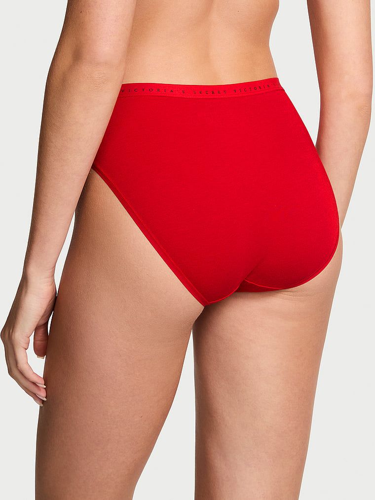 Victoria's Secret Majtki bawełniane figi z wysoko wyciętymi nogawkami High-Leg Brief