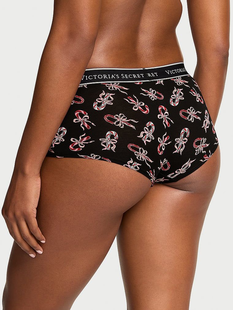 Majtki szorty bawełniane z logo w talii Boyshort. Produkt jest wzorzysty i pochodzi z kolekcji Cotton. 