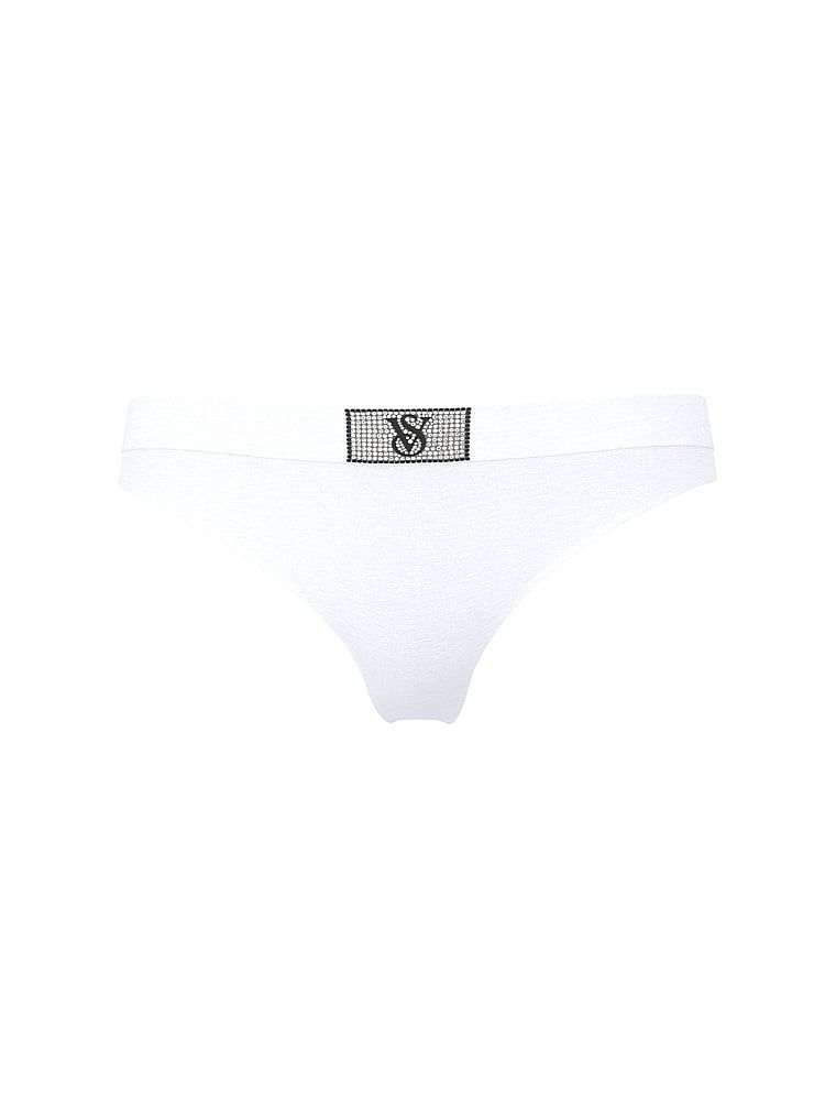 Stringi bawełniane z błyszczącym logo Shine Patch. Produkt ma kolor biały i pochodzi z kolekcji Cotton. 