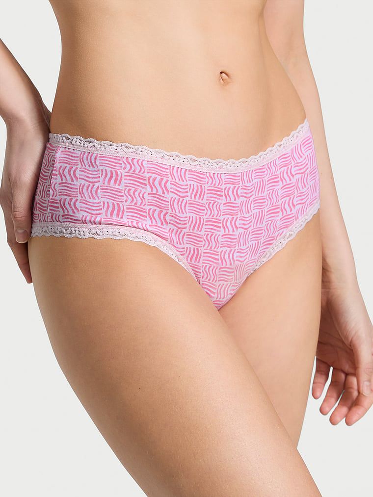 Majtki bawełniane z koronką na krawędziach Lace-Waist Cheeky. Produkt jest wzorzysty i pochodzi z kolekcji Lacie. 