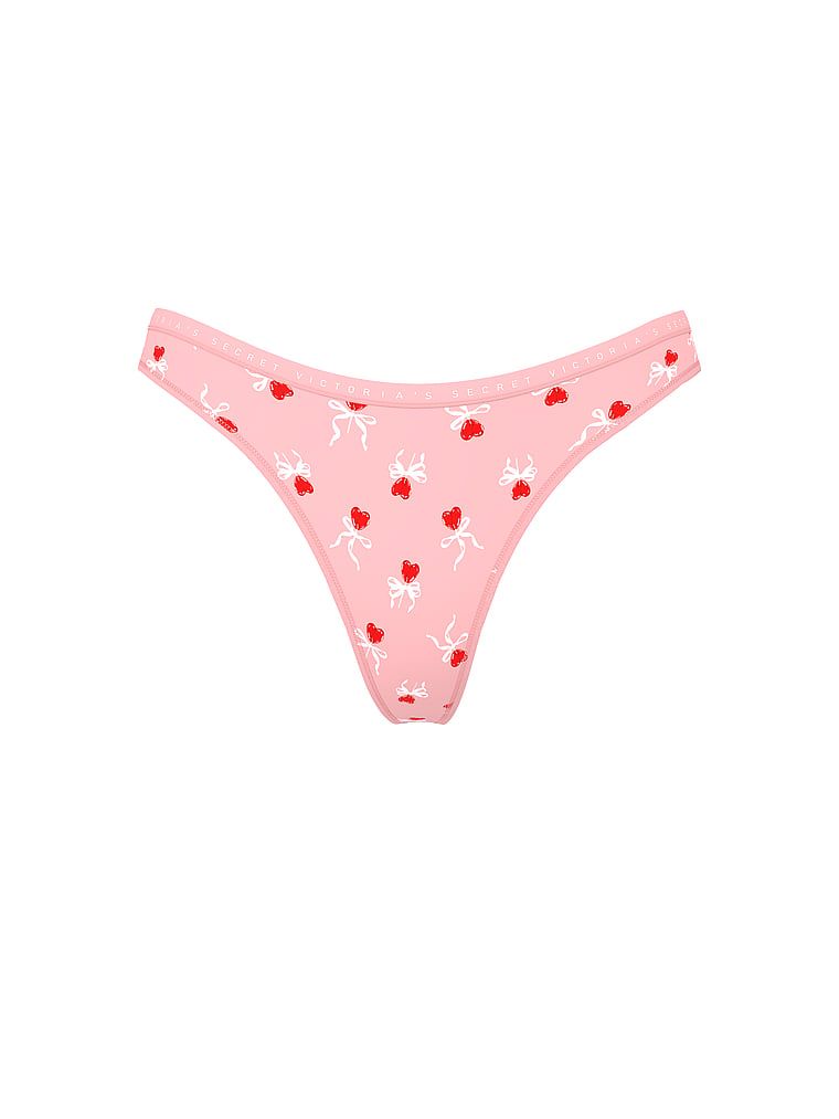 Stringi bawełniane High-Leg Scoop. Produkt jest wzorzysty i pochodzi z kolekcji Victoria's Secret. 