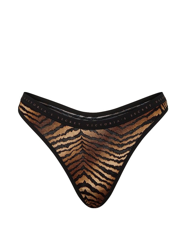 Stringi bawełniane High-Leg Scoop. Produkt ma kolor wzorzysty i pochodzi z kolekcji Victoria's Secret. 