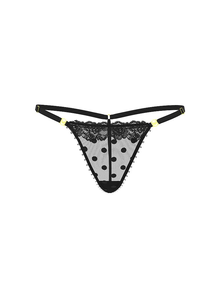 Stringi z siateczki z koronką na krawędziach i regulowanymi paseczkami Sheer Heritage Dot. Produkt jest wzorzysty i pochodzi z kolekcji Very Sexy. 
