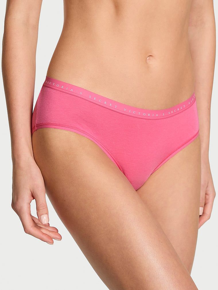 Majtki bawełniane Hiphugger. Produkt ma kolor różowy i pochodzi z kolekcji Victoria's Secret. 