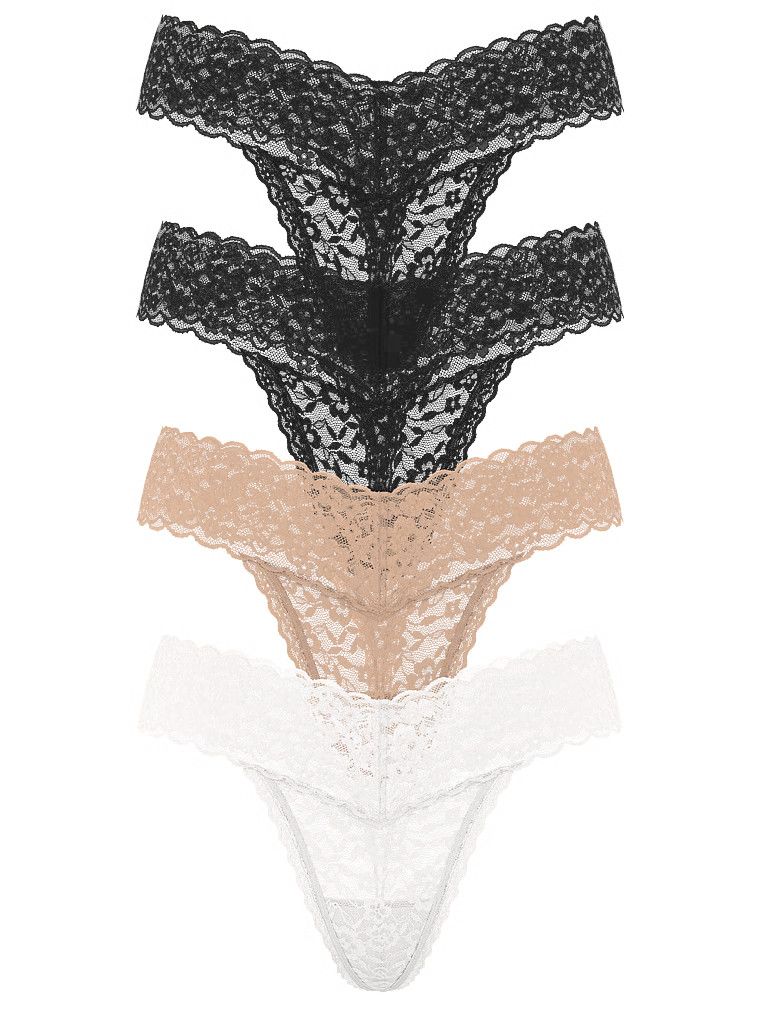 Victoria's Secret Zestaw stringów koronkowych - 4 sztuki