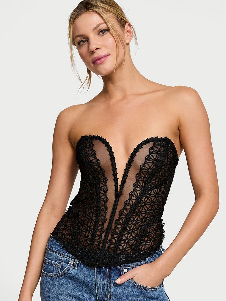 Top gorsetowy Geo Daisy Deep-V. Produkt jest wzorzysty i pochodzi z kolekcji Very Sexy. 